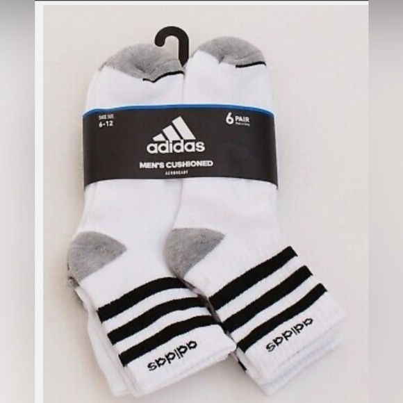 NEW Adidas 6 pack Men’s Soft Cushioned Aeroready Quarter Socks Shoe Size 6-12 - Picture 1 of 6
